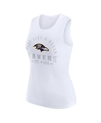 Wear by Erin Andrews Women's White Baltimore Ravens Ribbed Graphic Tank Top
