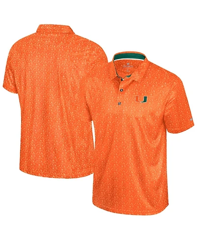 Colosseum Men's Orange Miami Hurricanes Football Print Polo Shirt