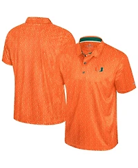 Colosseum Men's Orange Miami Hurricanes Football Print Polo Shirt