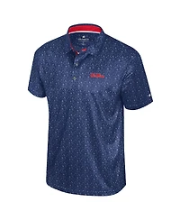 Colosseum Men's Navy Ole Miss Rebels Football Print Polo Shirt
