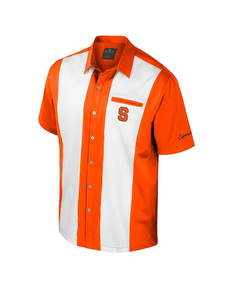 Colosseum Men's Orange Syracuse Strike Bowling Button-Up Shirt