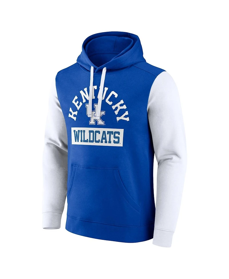 Fanatics Men's Royal Kentucky Wildcats Extra Point Color-Block Pullover Hoodie