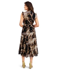 London Times Women's Chiffon Printed Tier Dress