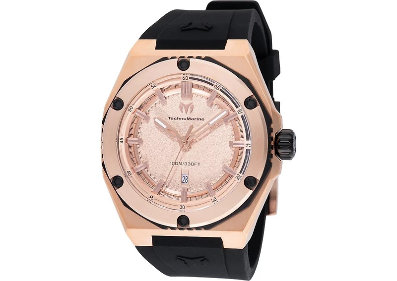 Technomarine Men's Tm-416065 Coral Quartz Rose Gold Dial WatchBrand