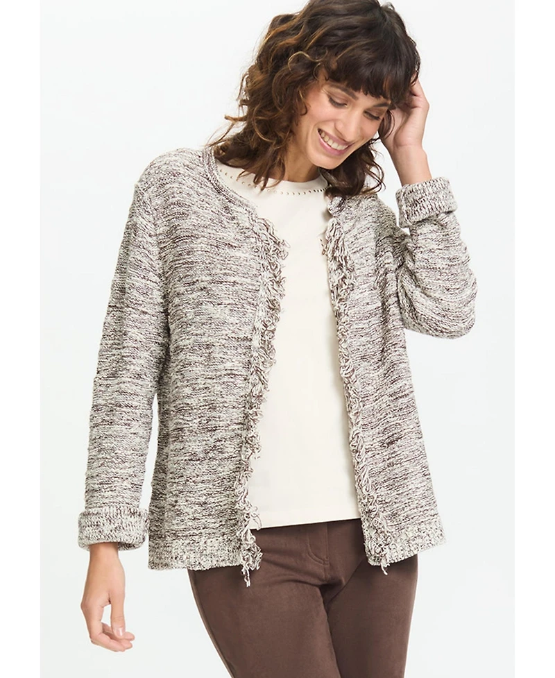 Olsen Fringe Trim Cardigan