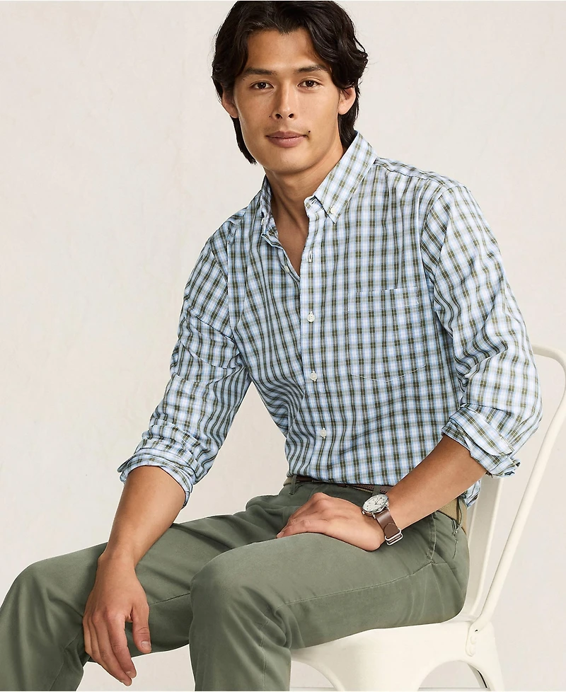 Lands' End Men's Long Sleeve Tailored Fit Travel Kit Shirt