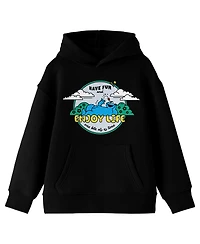 Sesame Street Boys Cookie Monster Enjoy Life Long Sleeve Youth Black Hooded Sweatshirt-xxl