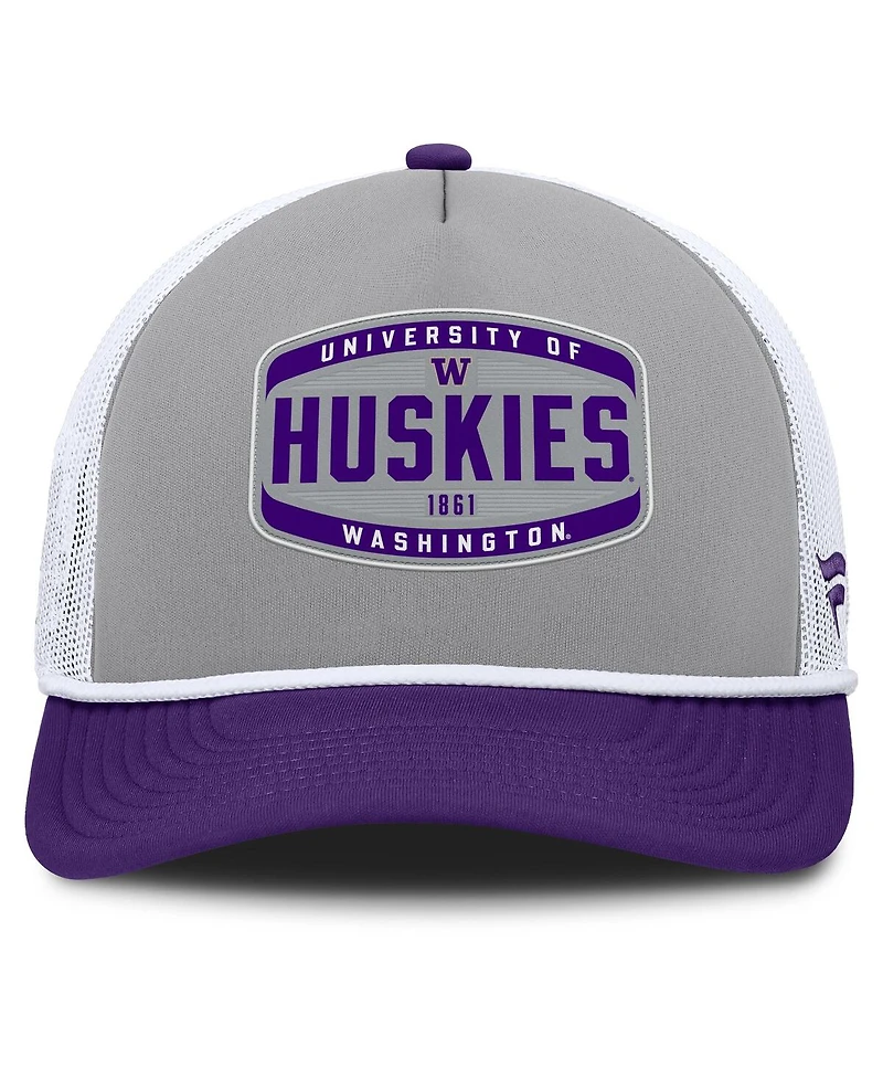 Fanatics Men's Gray/Purple Washington Huskies Course Foam-Front Adjustable Trucker Hat