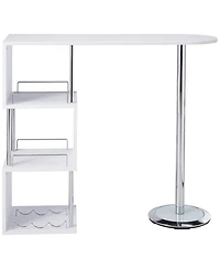 Kings Brand Furniture Minorca Bar Table with Shelves for Wine Bottles & Glasses