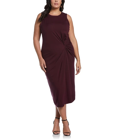Ella Rafaella Plus Ponte Knit Twist Front Sleeveless Midi Dress