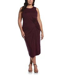 Ella Rafaella Plus Ponte Knit Twist Front Sleeveless Midi Dress