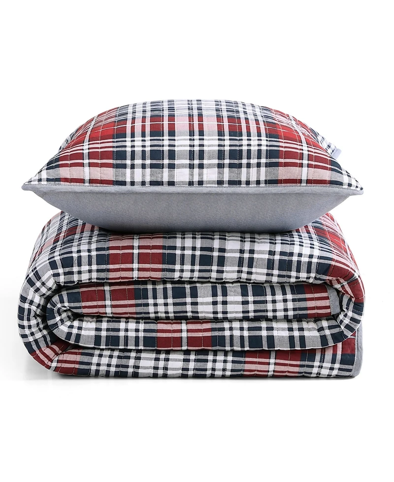 Tommy Hilfiger Collegiate Tartan Cotton Reversible -Pc. Quilt Set