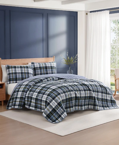 Tommy Hilfiger Bleecker Plaid Cotton Reversible 3-Pc. Quilt Set, King
