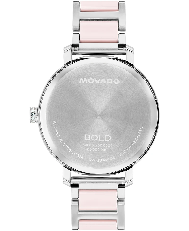 Movado Women's Bold Evolution 2.0 Swiss Quartz Stainless Steel Blush Ceramic Watch, 34mm