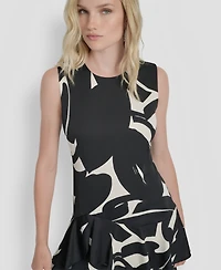 Dkny Women's Printed Double-Layer Fit & Flare Dress