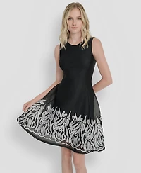 Dkny Women's Embroidered Mesh Sleeveless Dress