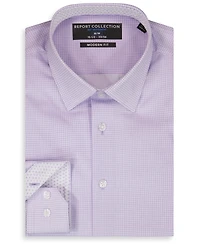 Report Collection Men's Long Sleeve 4-Way Check Print Dress Shirt