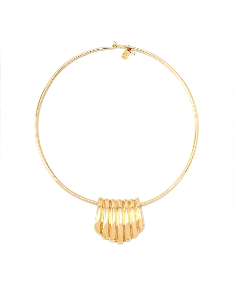Robert Lee Morris Soho Gold Ribbed Tube Statement Wire Necklace