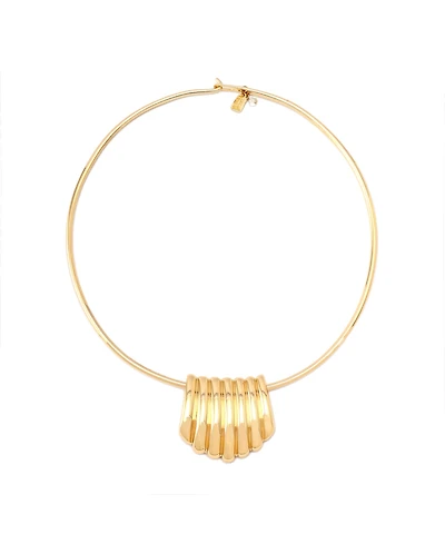 Robert Lee Morris Soho Gold Ribbed Tube Statement Wire Necklace