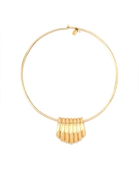 Robert Lee Morris Soho Gold Ribbed Tube Statement Wire Necklace