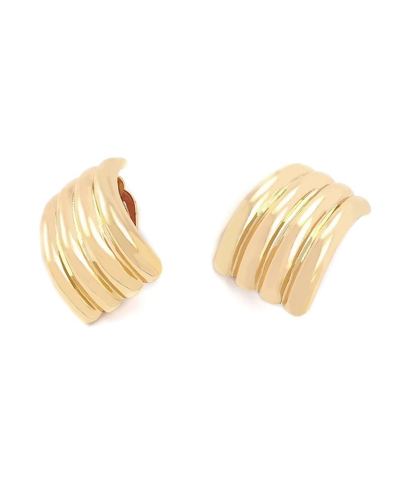 Robert Lee Morris Soho Gold Ribbed Tube Clip-On Earrings