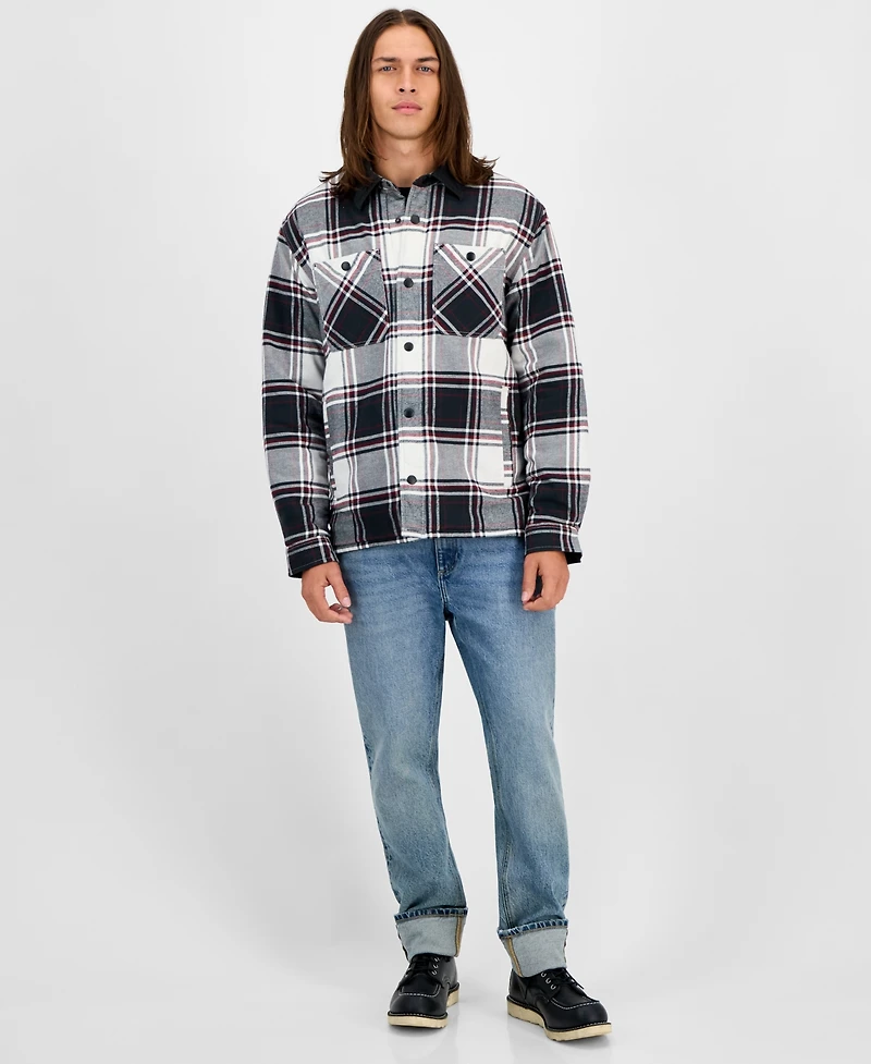 Sun + Stone Men's Mack Long Sleeve Snap-Front Plaid Shirt Jacket, Macy's Exclusive
