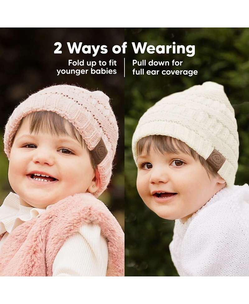KeaBabies 3pk Warmzy Baby Beanies, 0-36 months Hats, Winter Hat for Newborn, Infant, Toddlers, Boys, Girls