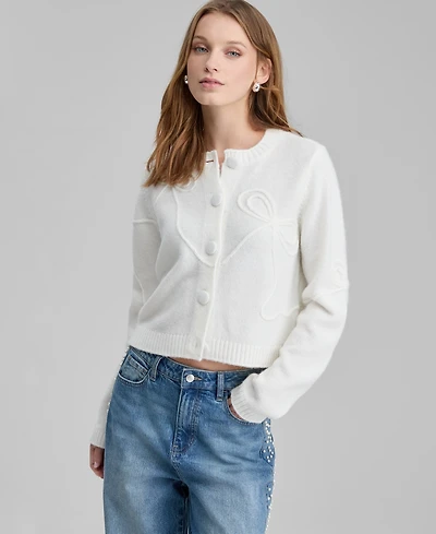 And Now This Women's Bow Embroidered Cropped Cardigan, Macy's Exclusive