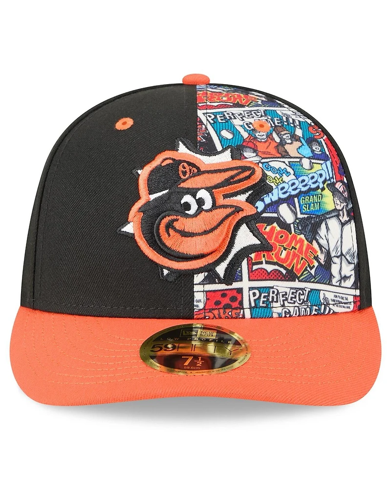 New Era Men's Black/Orange Baltimore Orioles 2025 Mlb Diamond Hero Edition Low Profile 59FIFTY Fitted Hat