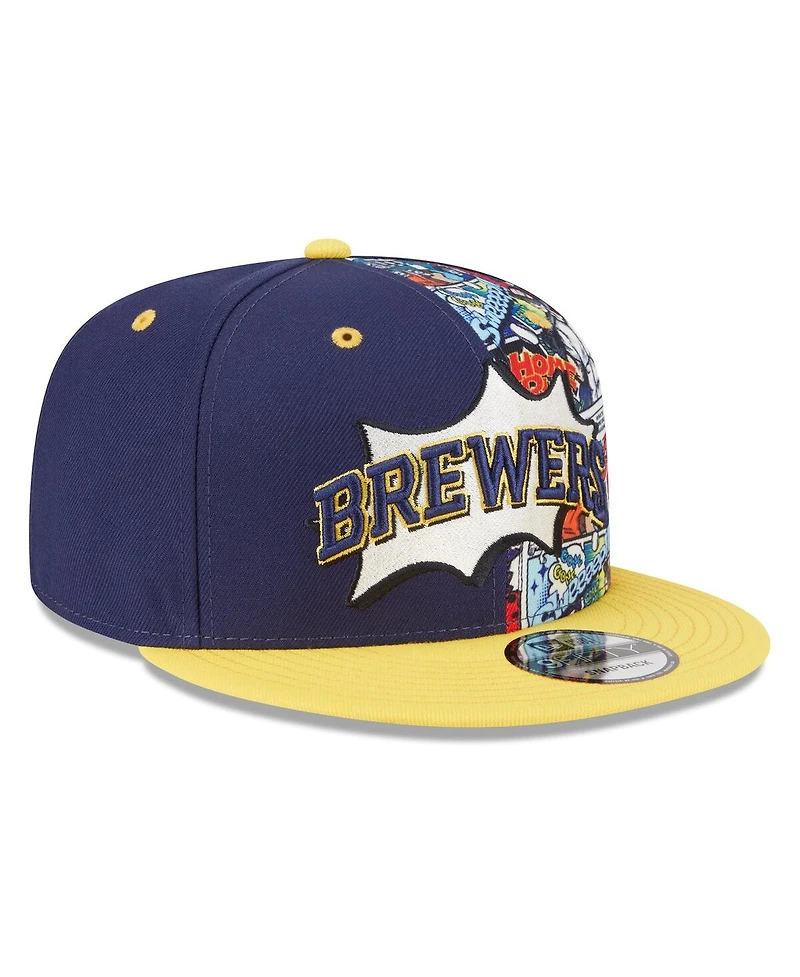 New Era Big Boys and Girls Navy/Gold Milwaukee Brewers 2025 Mlb Diamond Hero Edition 9FIFTY Snapback Hat
