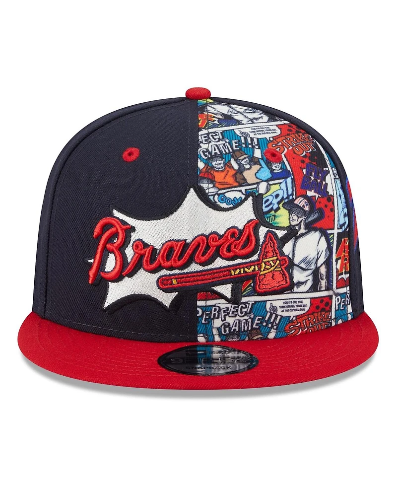 New Era Big Boys and Girls Navy/Red Atlanta Braves 2025 Mlb Diamond Hero Edition 9FIFTY Snapback Hat