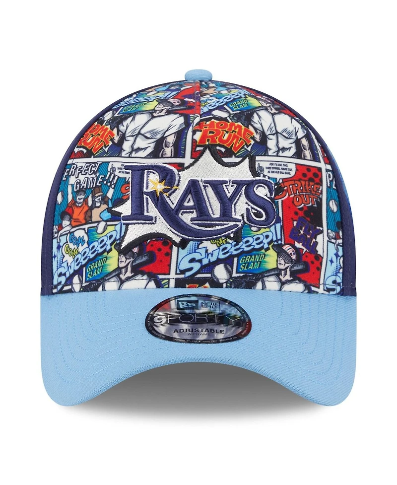 New Era Big Boys and Girls Navy/Light Blue Tampa Bay Rays 2025 Mlb Diamond Hero Edition A-Frame 9FORTY Adjustable Hat