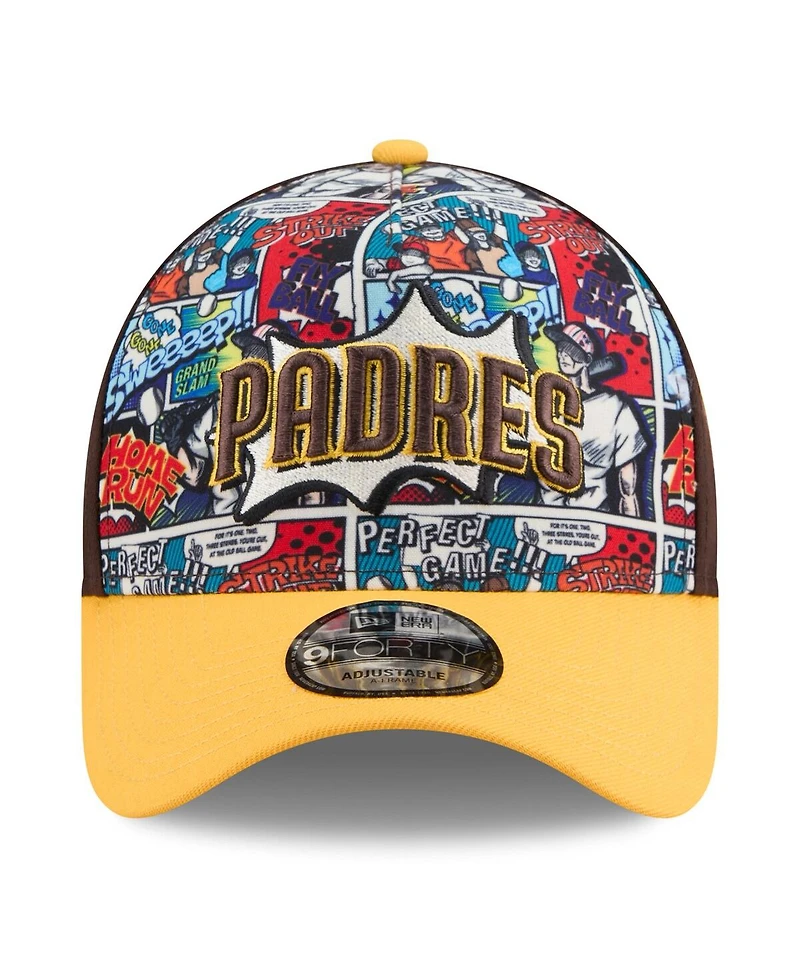 New Era Big Boys and Girls Brown/Gold San Diego Padres 2025 Mlb Diamond Hero Edition A-Frame 9FORTY Adjustable Hat
