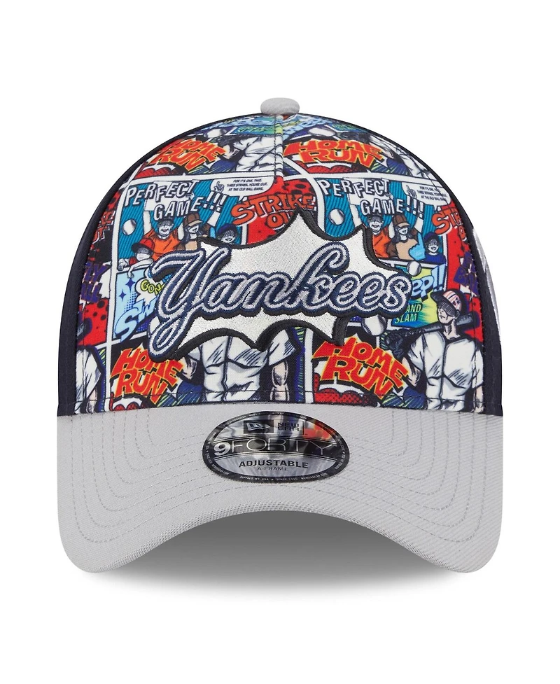 New Era Big Boys and Girls Navy/Gray New York Yankees 2025 Mlb Diamond Hero Edition A-Frame 9FORTY Adjustable Hat