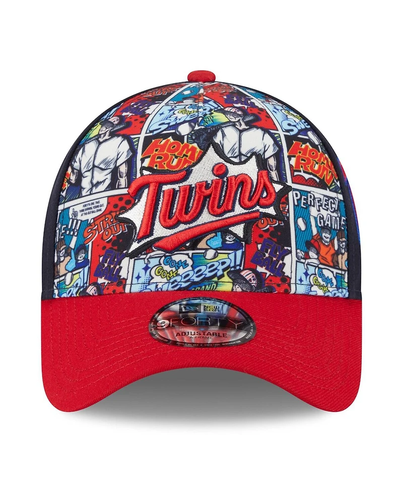 New Era Big Boys and Girls Navy/Red Minnesota Twins 2025 Mlb Diamond Hero Edition A-Frame 9FORTY Adjustable Hat