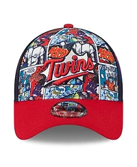 New Era Big Boys and Girls Navy/Red Minnesota Twins 2025 Mlb Diamond Hero Edition A-Frame 9FORTY Adjustable Hat