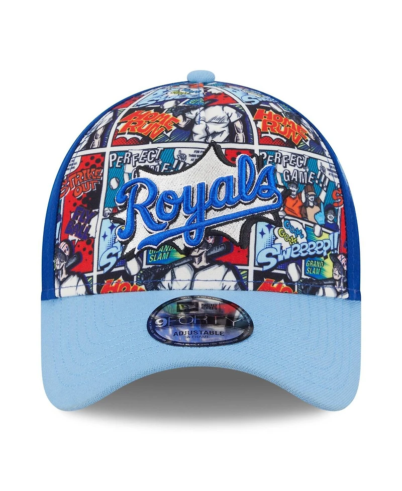 New Era Big Boys and Girls Royal/Light Blue Kansas City Royals 2025 Mlb Diamond Hero Edition A-Frame 9FORTY Adjustable Hat