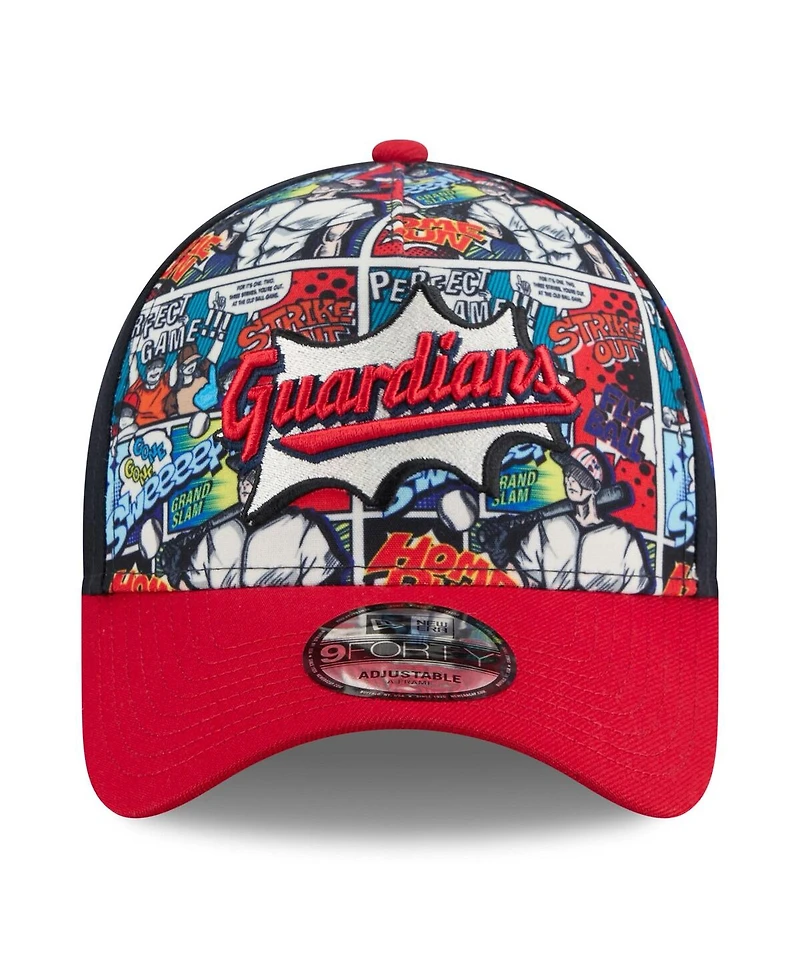 New Era Big Boys and Girls Navy/Red Cleveland Guardians 2025 Mlb Diamond Hero Edition A-Frame 9FORTY Adjustable Hat