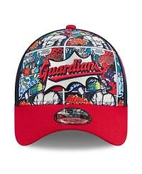 New Era Big Boys and Girls Navy/Red Cleveland Guardians 2025 Mlb Diamond Hero Edition A-Frame 9FORTY Adjustable Hat