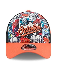 New Era Big Boys and Girls Black/Orange Baltimore Orioles 2025 Mlb Diamond Hero Edition A-Frame 9FORTY Adjustable Hat