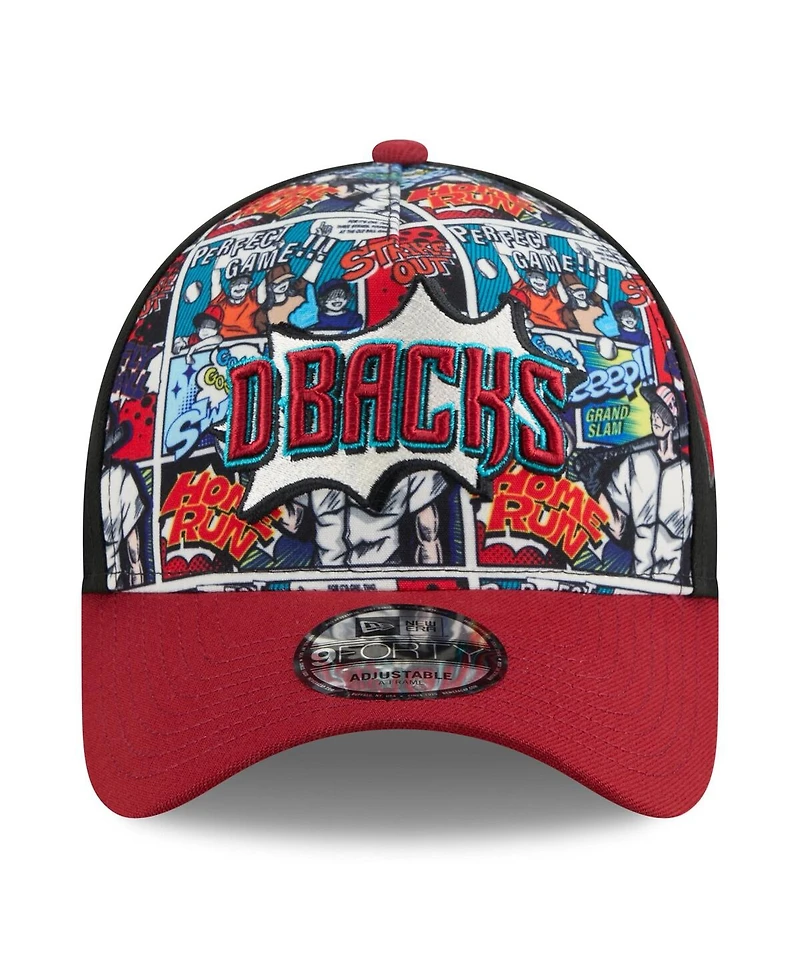 New Era Big Boys and Girls Black/Red Arizona Diamondbacks 2025 Mlb Diamond Hero Edition A-Frame 9FORTY Adjustable Hat