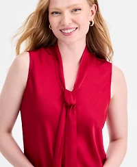 Kasper Women's Tie-Neck Sleeveless Top, Regular & Petite