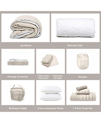 Hearth & Harbor 15-Piece Complete Back to College Dorm Room Essentials Set