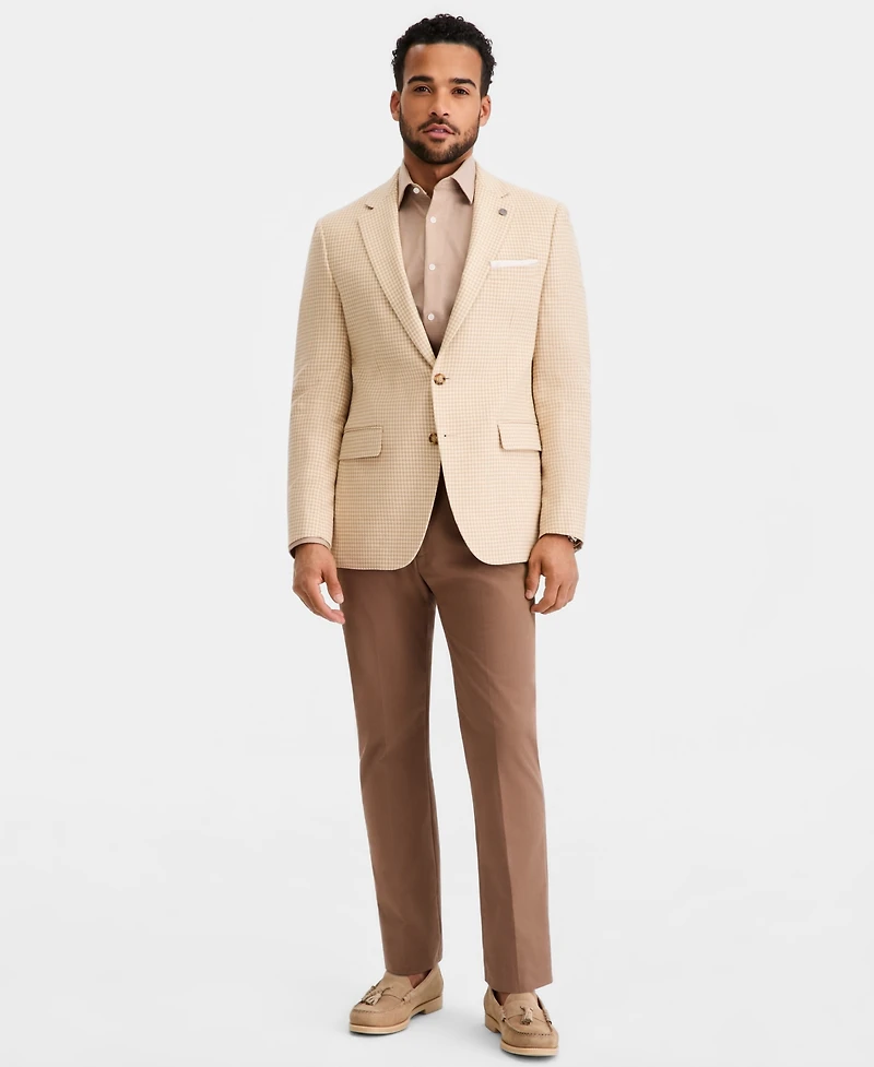 Ted by Baker Men's Tan Mini Check Modern-Fit Blazer
