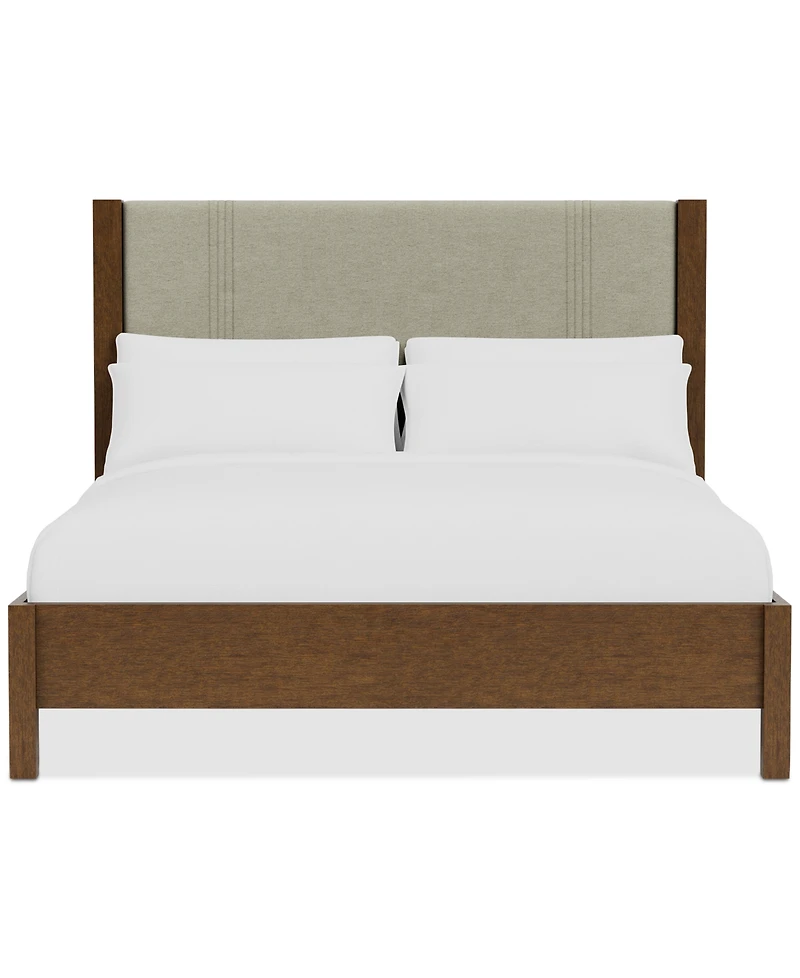 Davie Cracked Oak King Upholstered Bed, Created for Macy's
