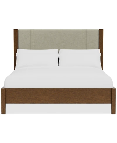 Davie Cracked Oak King Upholstered Bed, Created for Macy's
