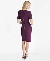 Dkny Women's Belted Ruched-Sleeve Sheath Dress