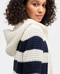 Madden Girl Juniors' Sherpa-Lined Striped Open Cardigan