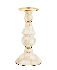 MacKenzie-Childs Mocha Check Large Pillar Candlestick