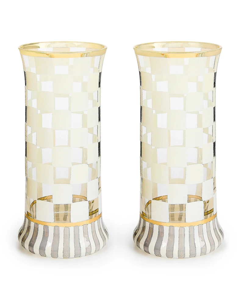 MacKenzie-Childs Carnival White Highball Glass, Set of 2